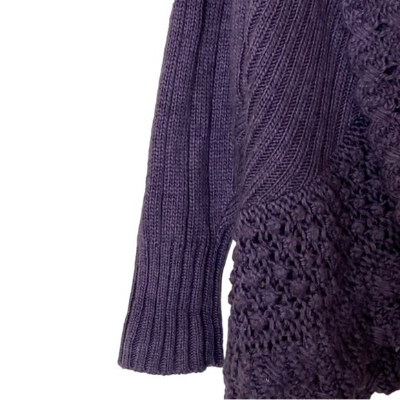 Roz & Ali Purple Crochet Wool Cocoon Cardigan Sweater Plus Size 22/24 - Picture 5 of 8